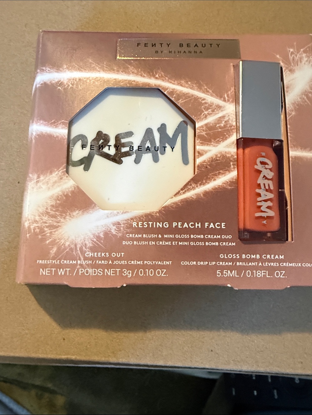 Fenty Beauty Resting Peach Face Cream Blush & Gloss Duo - Peach Orange